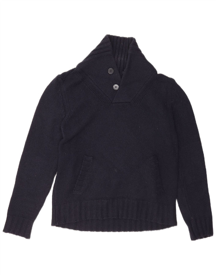 Murphy & Nye Maglione da uomo con collo a scialle in viscosa blu navy medio