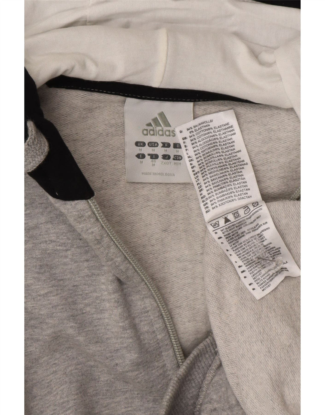 Maglione con cappuccio e zip da uomo Adidas in cotone color block grigio medio