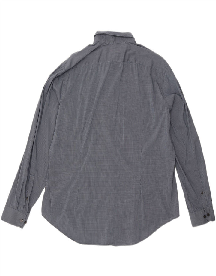DKNY Mens Slim Fit Shirt Size 16 16 1/2 Large Navy Blue Check Vintage Dkny and Second-Hand Dkny from Messina Hembry 