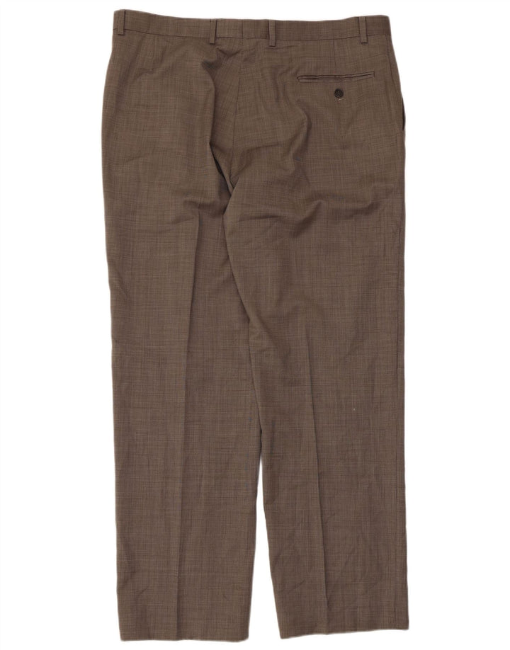 Pantaloni da abito dritti da uomo Marks & Spencer W38 L31 lana vergine grigia