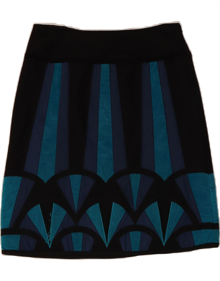 MONSOON Womens Midi Skirt W34 Large Black Geometric Wool Vintage Monsoon and Second-Hand Monsoon from Messina Hembry 
