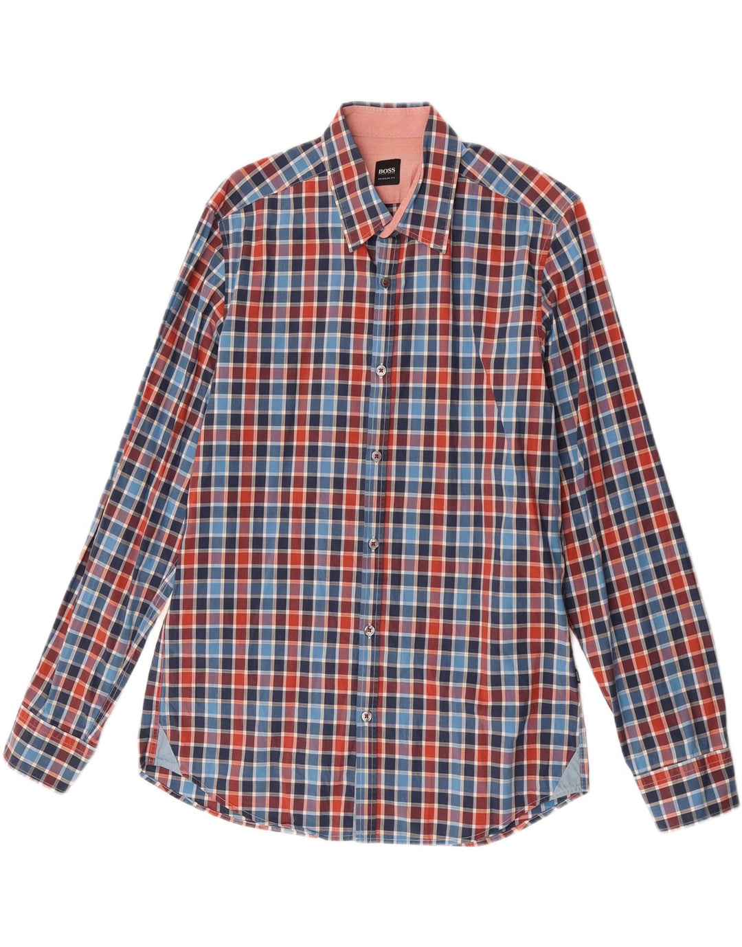 Camicia da uomo Regular Fit Hugo Boss in cotone a quadri blu medio
