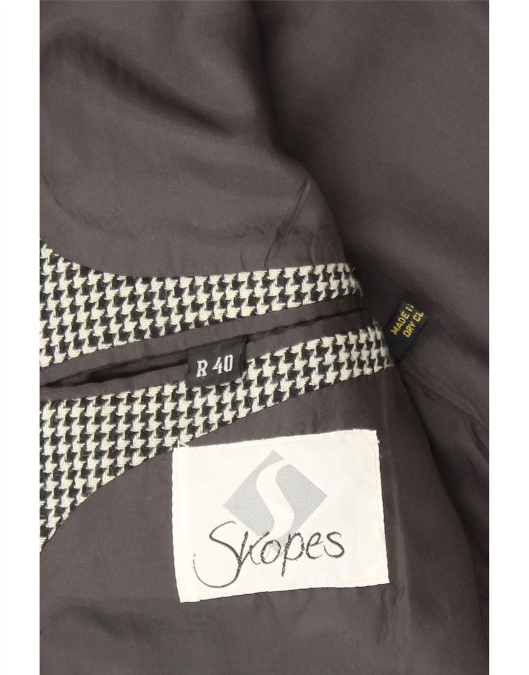 SPOKES Mens 2 Button Blazer Jacket UK 40 Large Black Houndstooth Wool Vintage Spokes and Second-Hand Spokes from Messina Hembry 