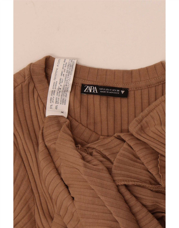 Vestito aderente da donna Zara UK 8 Small Beige Poliestere