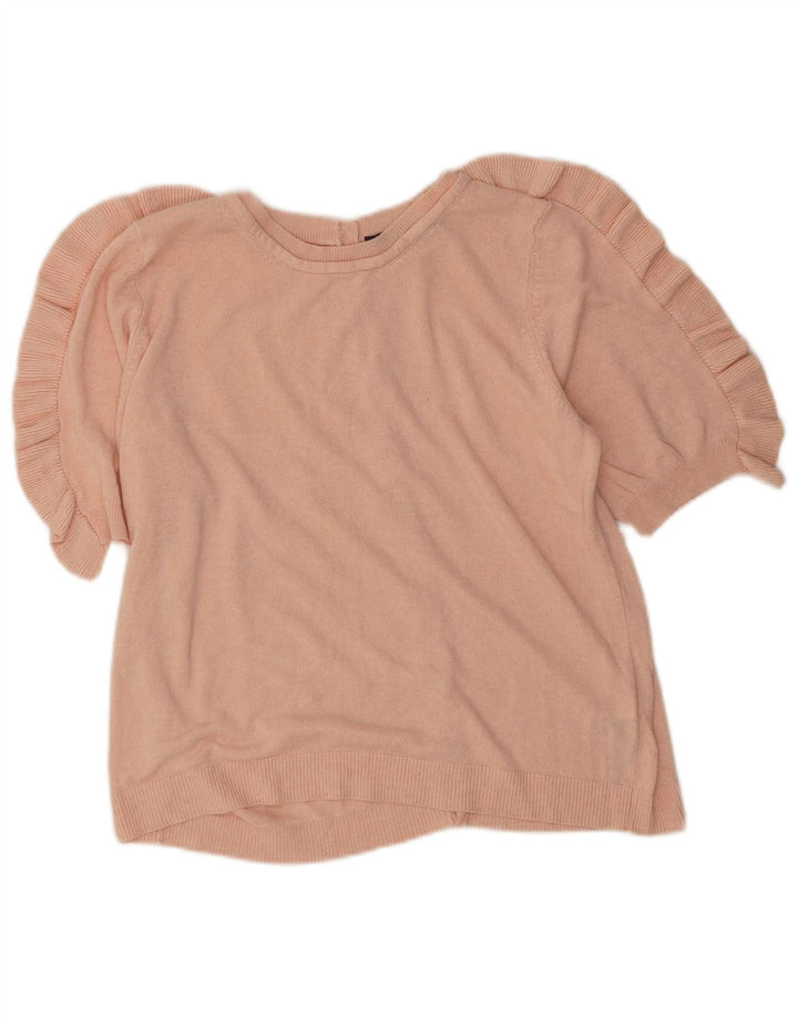 Maglione cardigan con volant da donna Marks & Spencer UK 14 Rosa medio