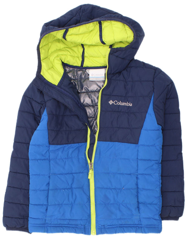 Giacca imbottita con cappuccio Columbia per ragazzi 6-7 anni XS Colorblock blu navy
