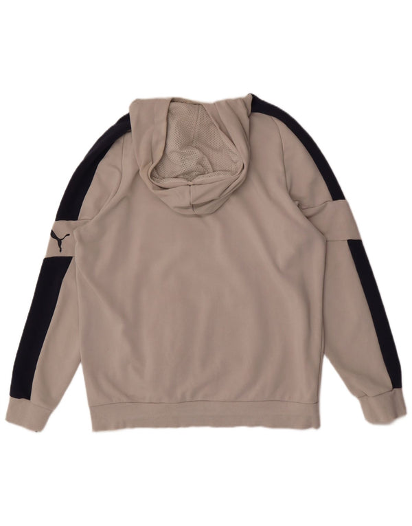 Felpa con cappuccio grafica da uomo Puma Large in cotone color block grigio