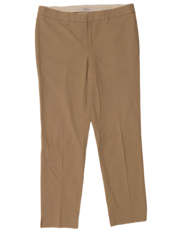 MARELLA Womens Slim Casual Trousers UK 14 Large W34 L28  Beige Cotton