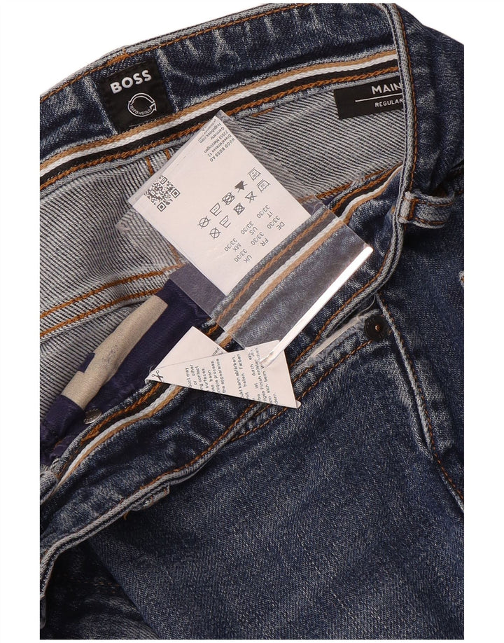 Jeans dritti regolari da uomo Hugo Boss W33 L28 cotone blu