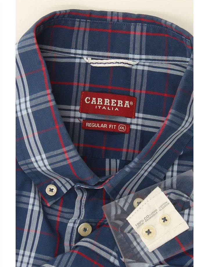 Camicia Carrera da uomo a maniche corte vestibilità regolare 2XL cotone a quadri blu