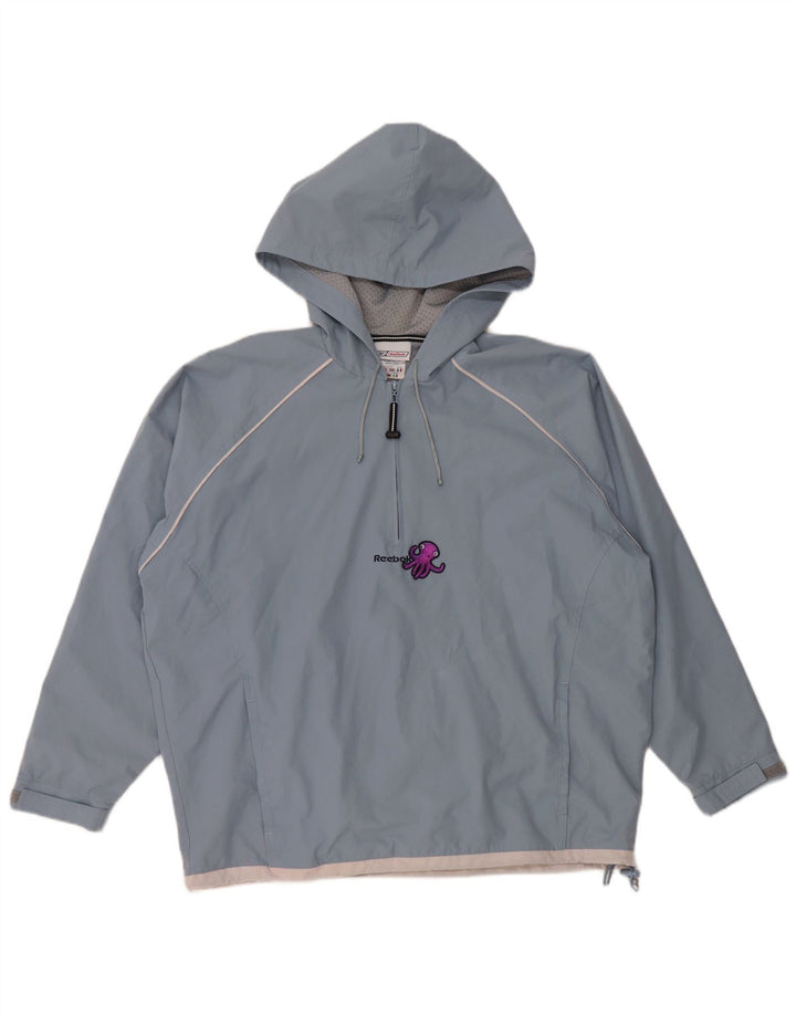 REEBOK Giacca antipioggia oversize con cappuccio da donna UK 16 Large Blu