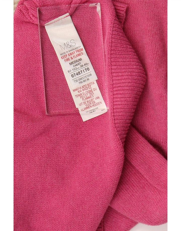 Maglione da uomo con scollo a V Marks & Spencer in cotone rosa medio