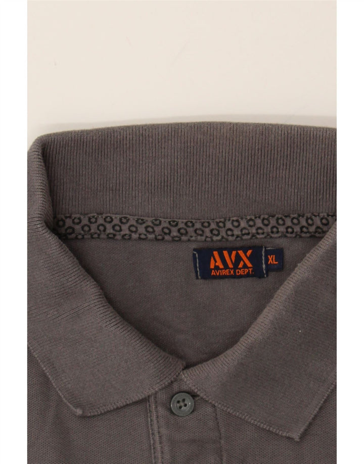AVIREX Mens Long Sleeve Polo Shirt XL Grey Cotton Vintage Avirex and Second-Hand Avirex from Messina Hembry 