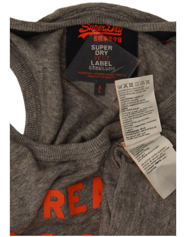 Canottiera grafica da uomo Superdry XL in cotone color block grigio