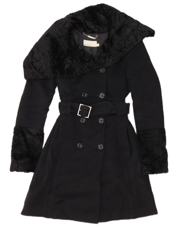 Trench da donna KAREN MILLEN UK 6 XS Lana nera