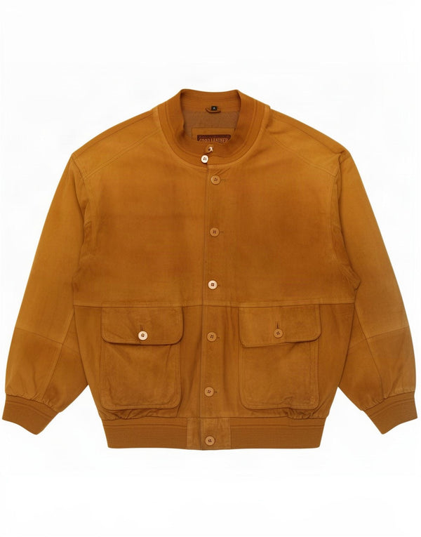 James Dillon Bomber da uomo in pelle scamosciata UK 40 Large Beige Pelle