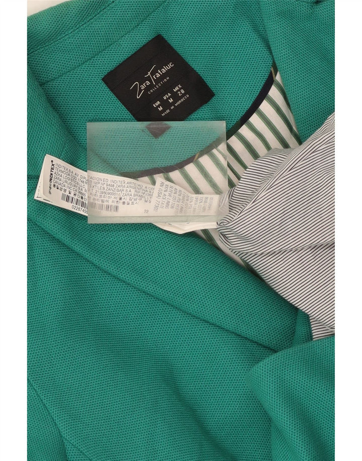 Giacca blazer a 2 bottoni corta da donna Zara UK 12 cotone verde medio