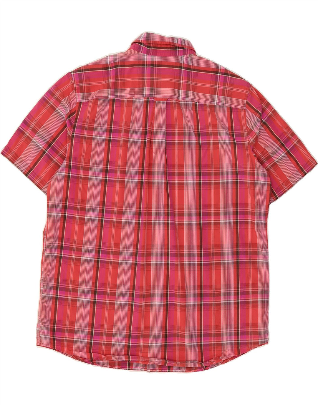 CHAPS Mens Easy Care Short Sleeve Shirt XL Red Check Cotton Vintage Chaps and Second-Hand Chaps from Messina Hembry 