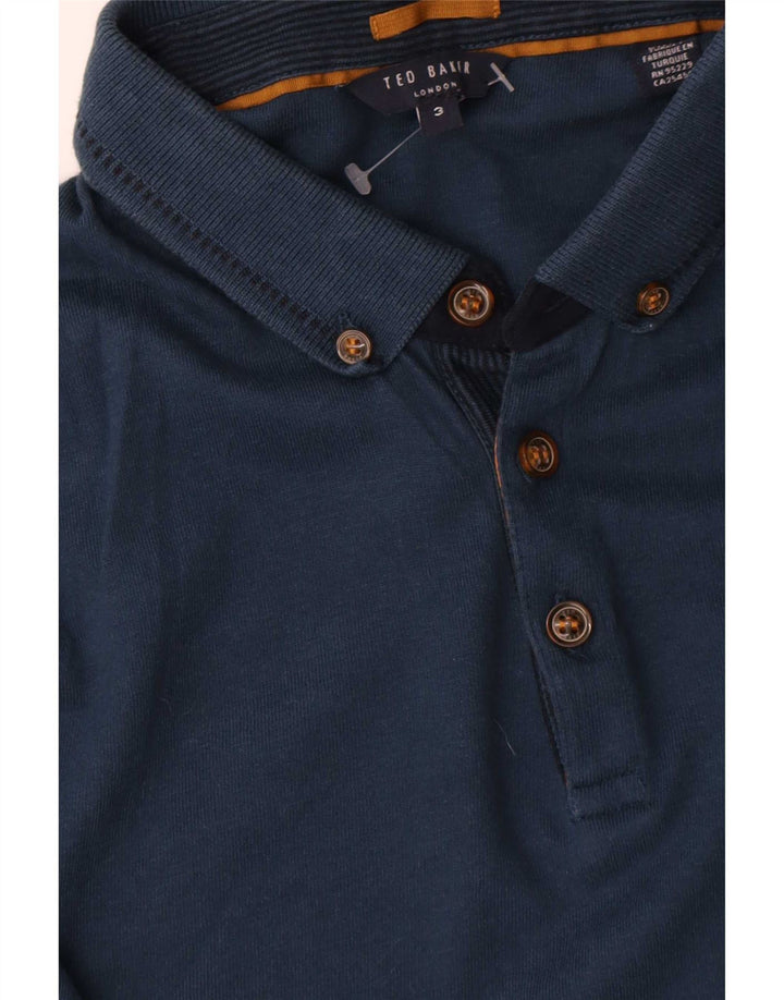 Polo da uomo a maniche lunghe Ted Baker taglia 3 media cotone blu navy