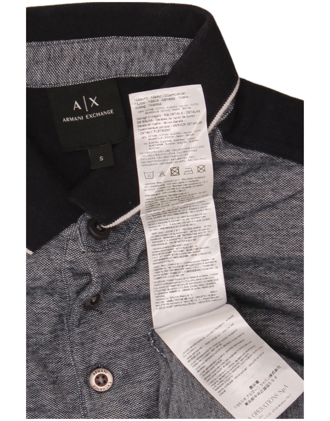 Polo da uomo ARMANI EXCHANGE piccola in cotone color block grigio