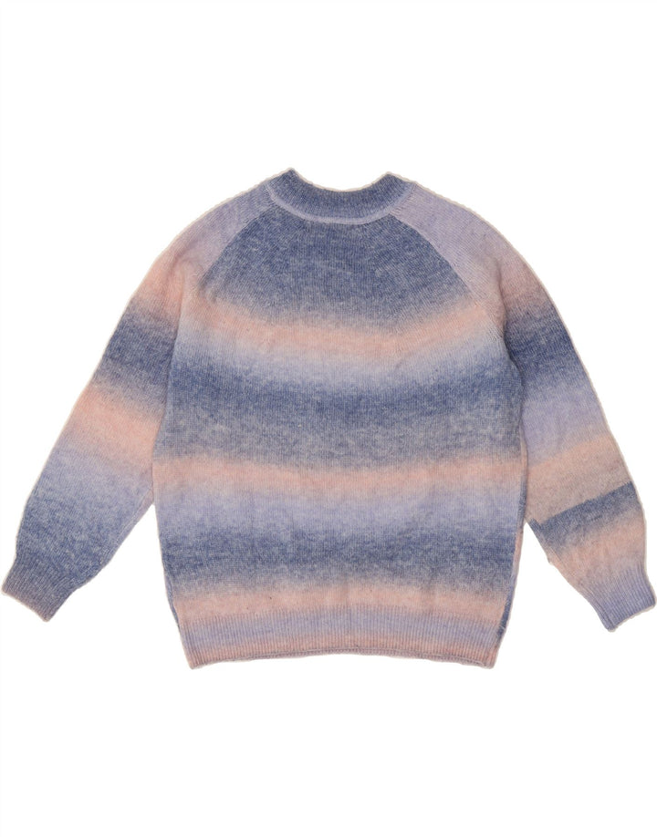MARKS & SPENCER Womens Crew Neck Jumper Sweater UK 14 Medium Blue Striped Vintage Marks & Spencer and Second-Hand Marks & Spencer from Messina Hembry 