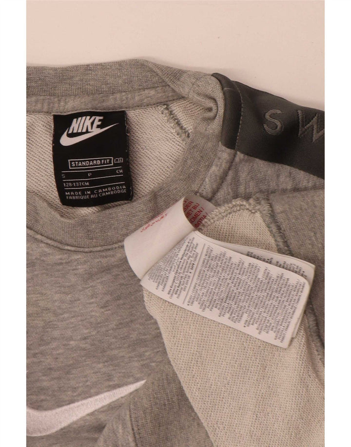 Felpa con grafica Nike per ragazzi, 8-9 anni, piccola, in cotone grigio