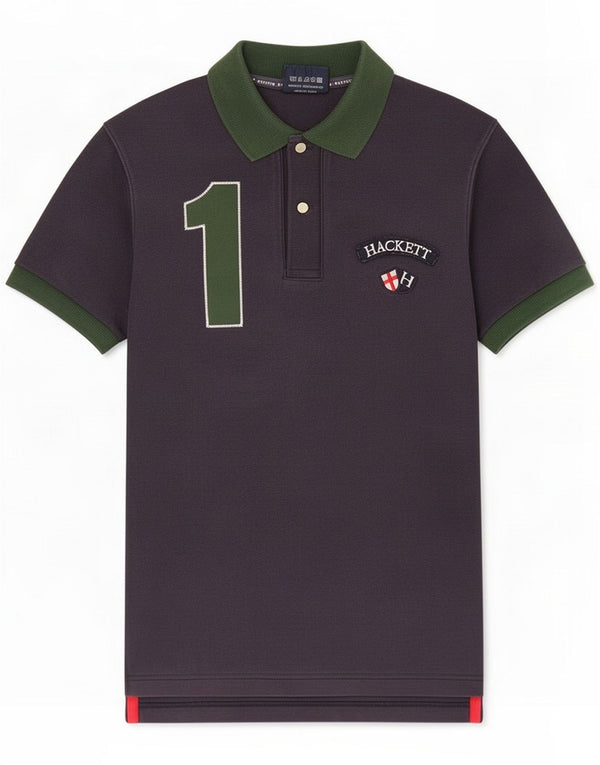 Hackett Polo da rugby grafica da uomo XS Blu navy in cotone