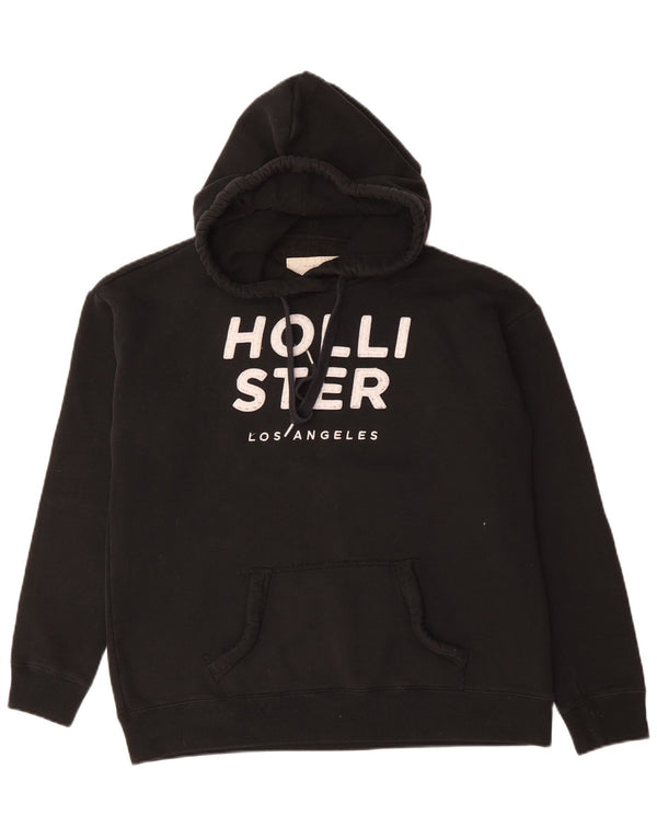 Felpa con cappuccio grafica da uomo Hollister Large in cotone nero