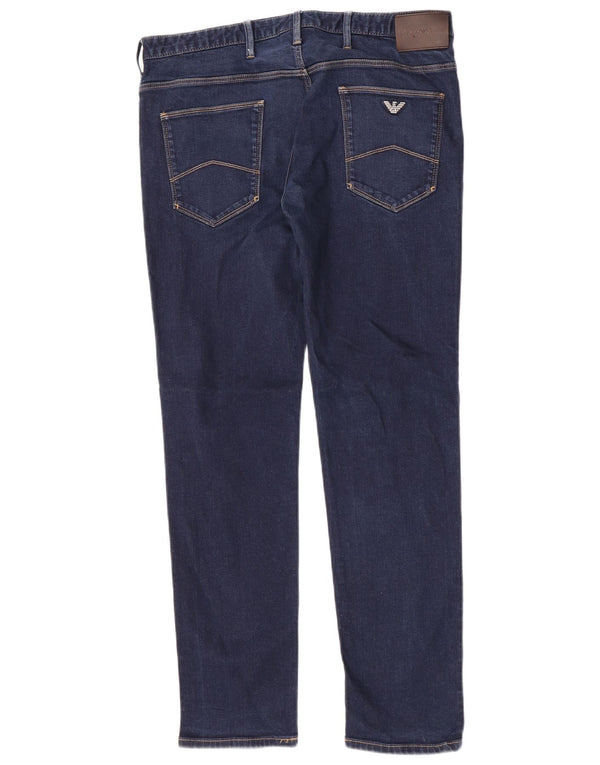 Jeans dritti slim fit da uomo Emporio Armani W34 L30 cotone blu navy