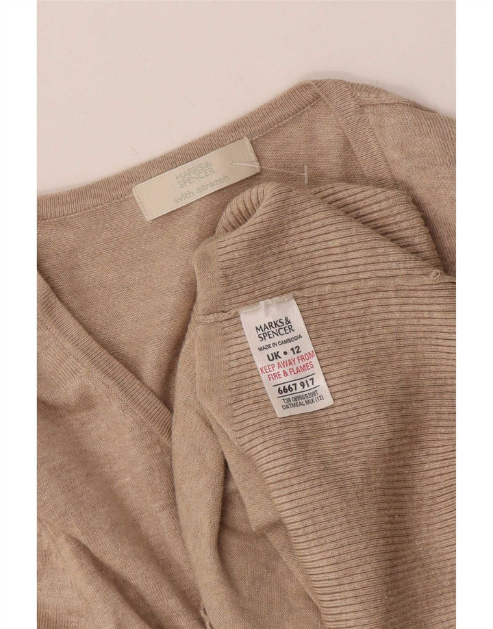 Maglione cardigan con maniche a 3/4 da donna Marks & Spencer UK 12 Beige medio