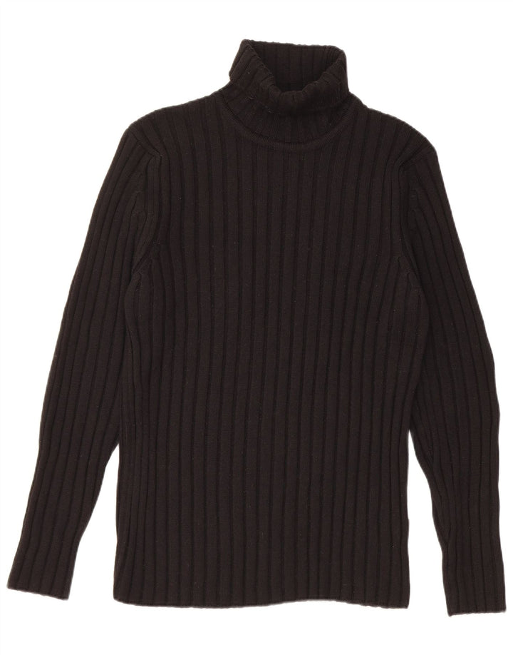 Maglione da uomo con collo alto Rifle, piccolo in lana merino nera
