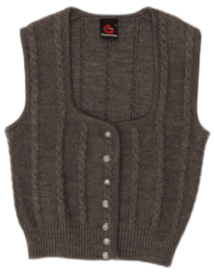 Giesswein Gilet corto lavorato a maglia da donna EU 42 Large Grigio Lana Vergine