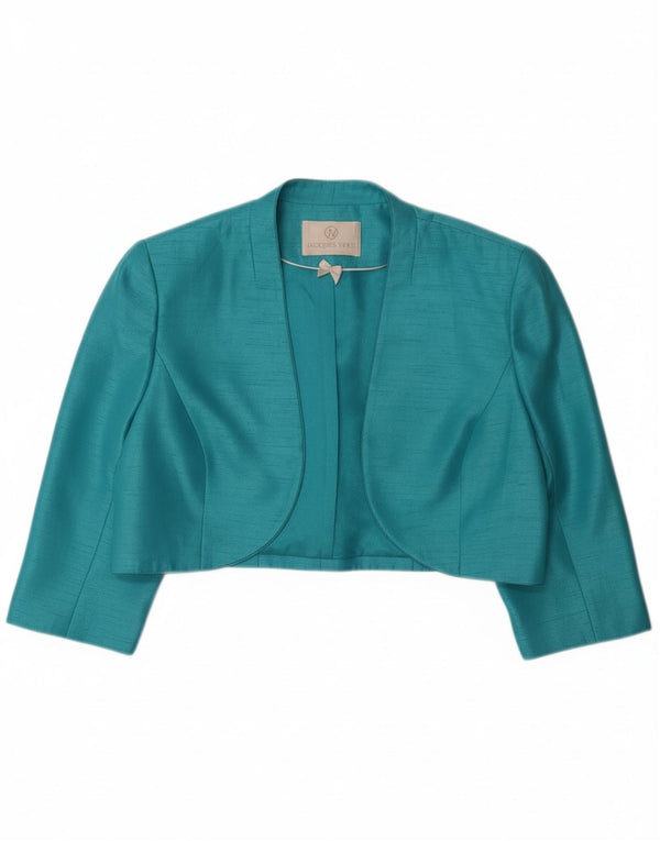 JACQUES VERT Giacca Bolero da donna con maniche a 3/4 UK 16 Grande Turchese