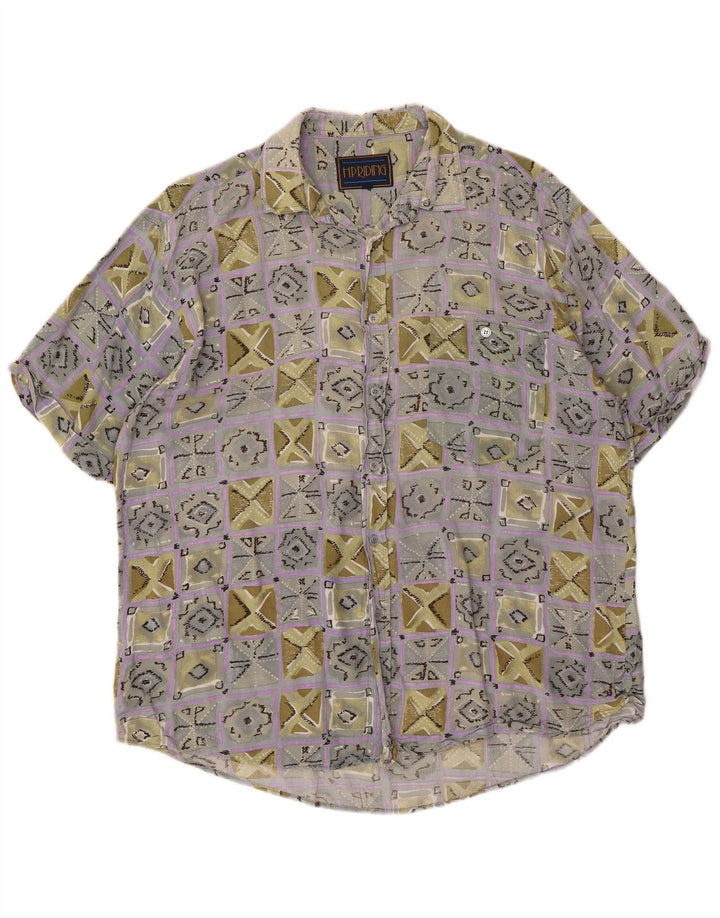 Camicia a maniche corte da uomo VINTAGE XL in viscosa geometrica multicolore