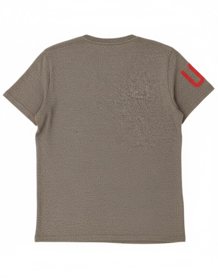 T-shirt grafica da uomo Superdry Top grande in cotone chiazzato grigio