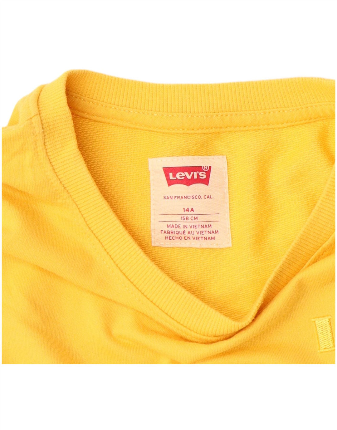LEVI'S Girls Sweatshirt Jumper 13-14 Years Yellow Cotton