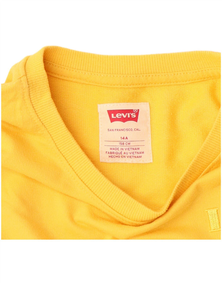 LEVI'S Girls Sweatshirt Jumper 13-14 Years Yellow Cotton