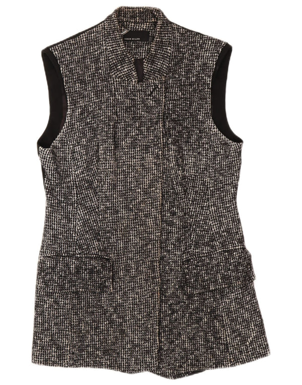 Gilet lungo da donna Karen Millen UK 16 Large in lana pied de poule nera