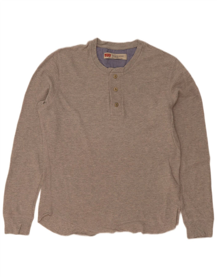 Levi's Uomo Slim Fit Top manica lunga piccolo cotone grigio