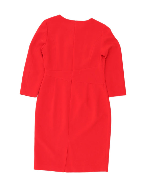 HOBBS Womens 3/4 Sleeve Sheath Dress UK 12 Medium Red Polyester