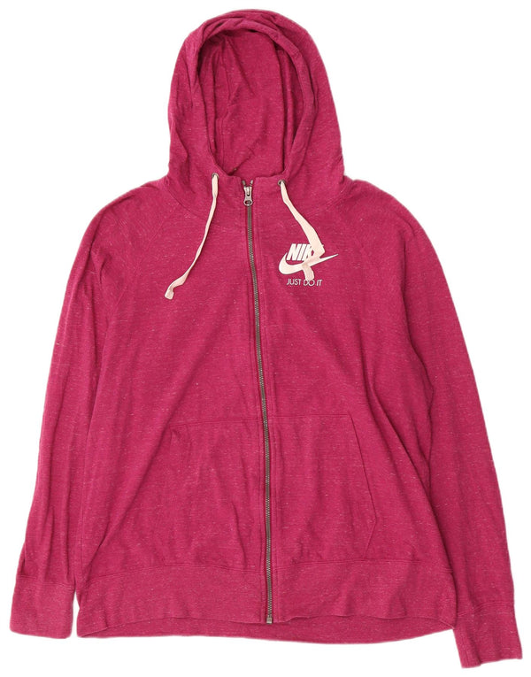 Felpa con cappuccio e zip da donna NIKE UK 18 XL cotone screziato viola