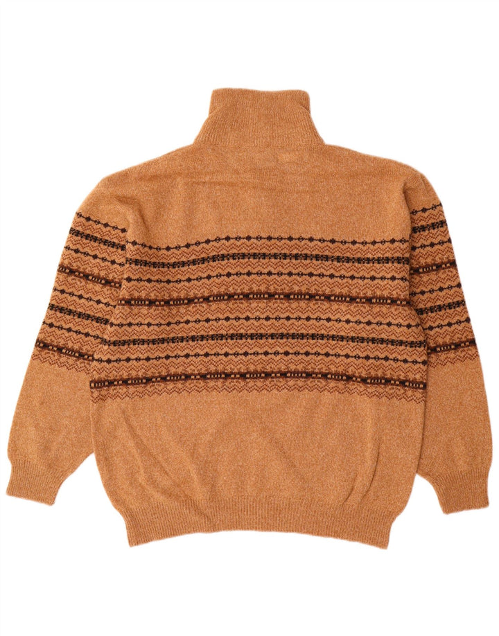 Equipe Maglione da uomo con zip e collo IT 54 XL Lana Fair Isle marrone