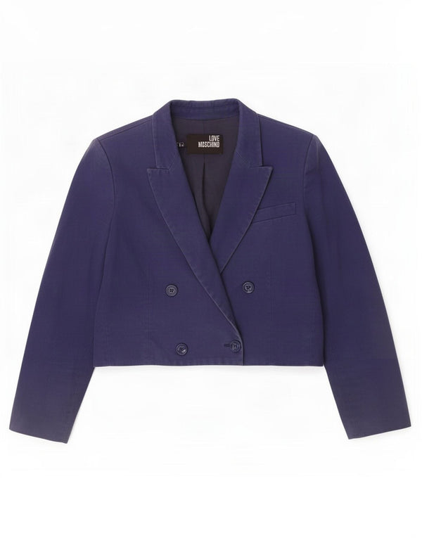 Giacca Bolero Doppio Petto Donna Moschino IT 44 Blu Medio Cotone