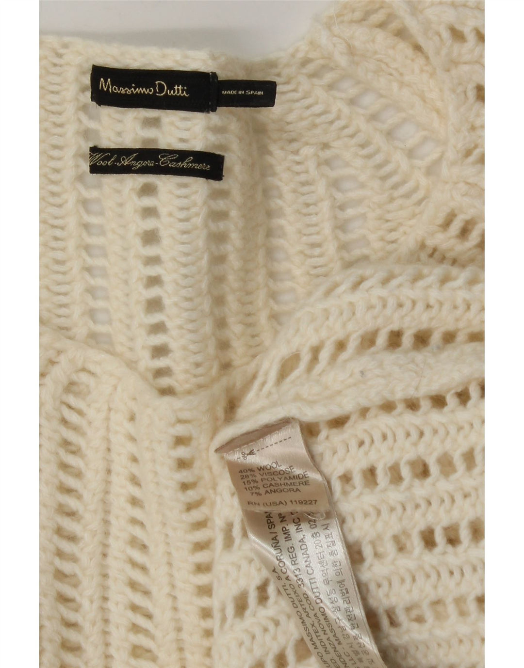 Massimo Dutti Maglione da donna con scollo a barca Maglione UK 16 Large Beige Lana