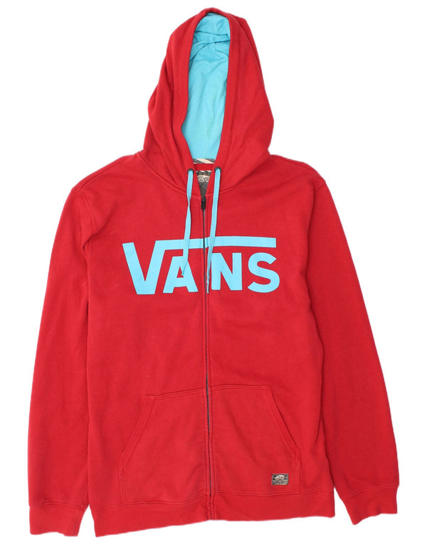 Felpa con cappuccio e zip grafica da uomo VANS grande in cotone rosso