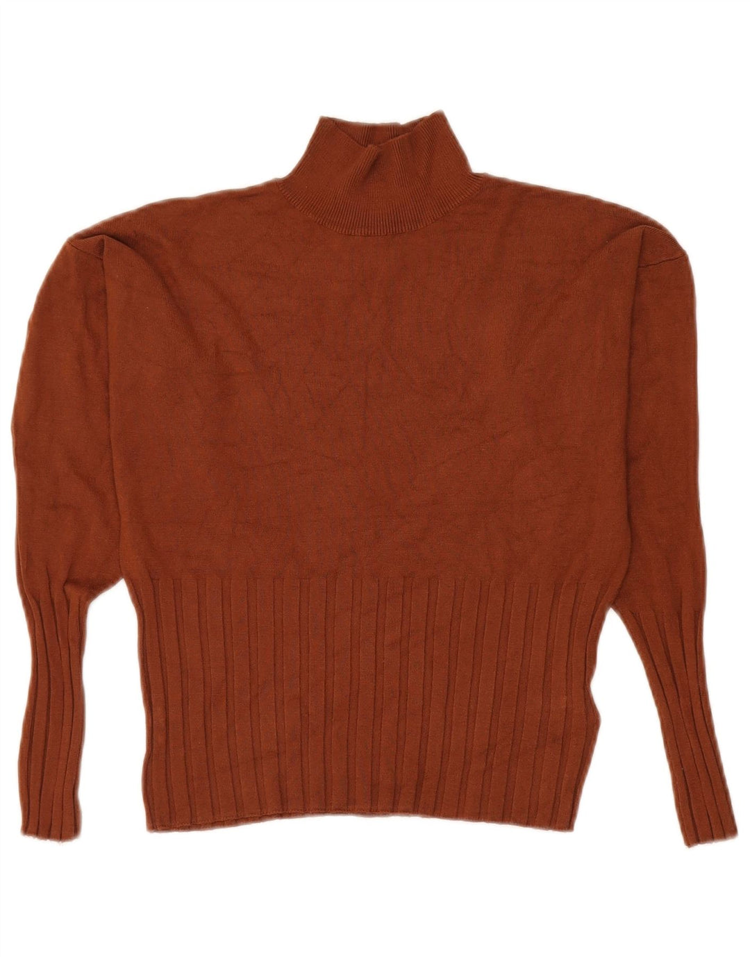 Maglione maglione a collo alto da donna Marks & Spencer UK 14 grande viscosa marrone