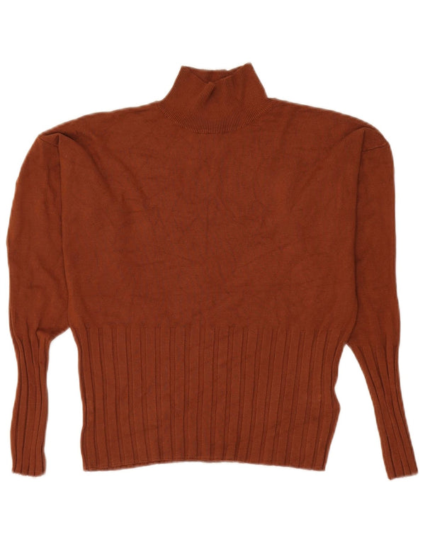 Marks & Spencer Womens Turtle Neck Jumper Sweater UK 14 Large Brown Viscose
