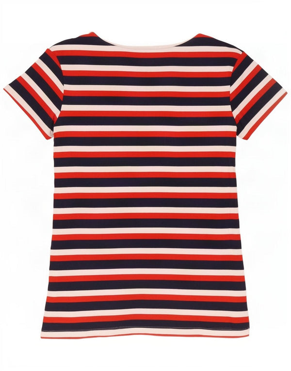T-shirt da donna Tommy Hilfiger Top UK 12 cotone a righe blu navy medio