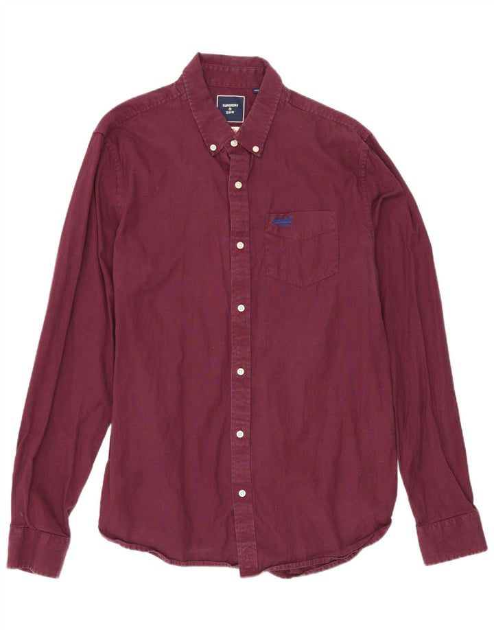 Camicia da uomo Superdry Large in cotone pied de poule bordeaux