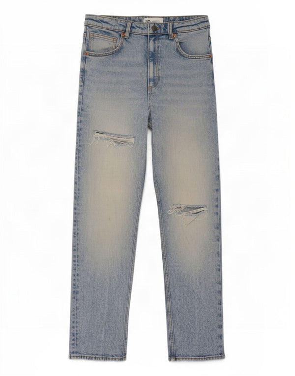 Jeans slim a vita alta effetto consumato da donna Zara EU 38 Small W28 L27 Blu